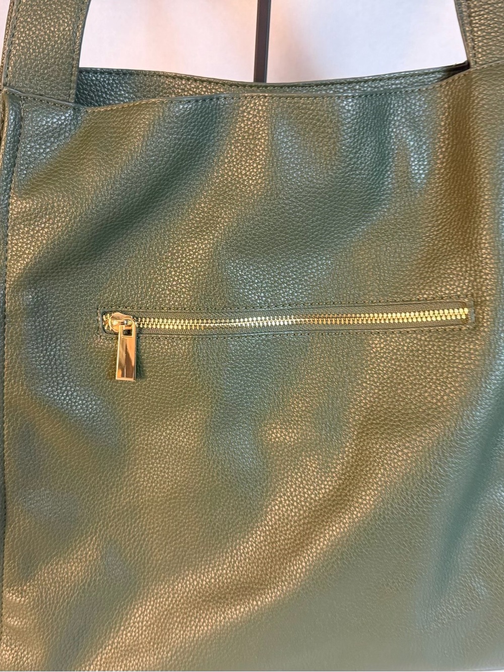 ONE5ONE Large Green Shoulder Tote Bag Gold Hardware Drawstring Sides - Picture 2 of 10